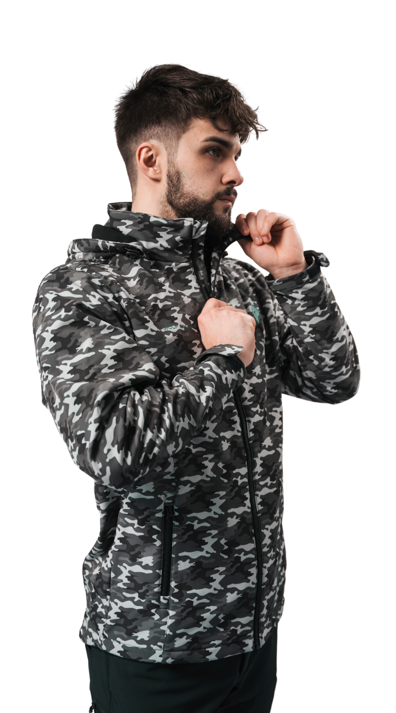 Softshelljacke mit kapuze